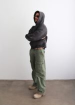 "WATCH-PEEKER" DISTRESSED HOODIE - SUN FADED BLACK - Image 8