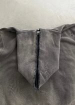 "WATCH-PEEKER" DISTRESSED ZIP UP HOODIE - SUN FADED BLACK - Image 5