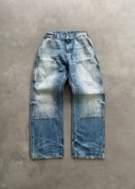DISTRESSED DENIM DOUBLE KNEES - FADED BLUE
