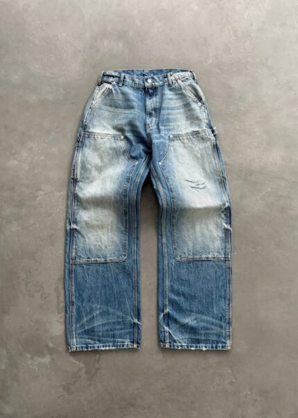 DISTRESSED DENIM DOUBLE KNEES - FADED BLUE