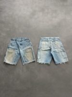 OPEN HEM DENIM DOUBLE KNEE SHORTS - DIRTY WASH - Image 7