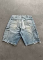OPEN HEM DENIM DOUBLE KNEE SHORTS - DIRTY WASH - Image 2
