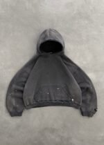 "WATCH-PEEKER" DISTRESSED HOODIE - SUN FADED BLACK