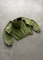 ZIP-UP HOODIE - OLIVE GREEN - Image 4