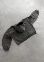 "WATCH-PEEKER" DISTRESSED HOODIE - SUN FADED BLACK - Image 3