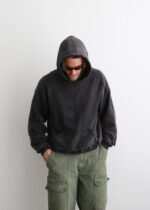 "WATCH-PEEKER" DISTRESSED HOODIE - SUN FADED BLACK - Image 7