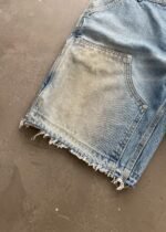 OPEN HEM DENIM DOUBLE KNEE SHORTS - DIRTY WASH - Image 3
