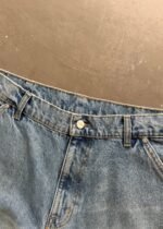 OPEN HEM DENIM DOUBLE KNEE SHORTS - DIRTY WASH - Image 4