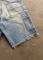 OPEN HEM DENIM DOUBLE KNEE SHORTS - DIRTY WASH - Image 5