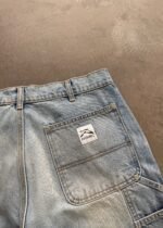 OPEN HEM DENIM DOUBLE KNEE SHORTS - DIRTY WASH - Image 6