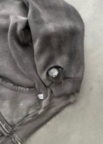 "WATCH-PEEKER" DISTRESSED ZIP UP HOODIE - SUN FADED BLACK - Image 2